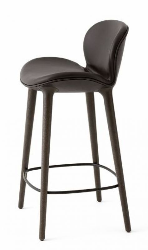 Lodge counter stool dark oak / leather dark brown Vipp